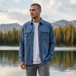 LAKE & TRAIL Men’s XXXL Blue Long Sleeve Sportsman Shirt